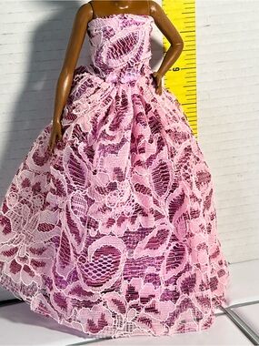 Pink Lace Strapless Doll Gown barbie doll dress